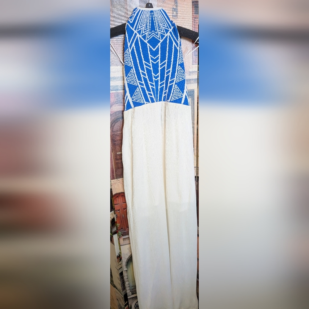 Jealous Tomato Blue and Cream Maxi Skirt